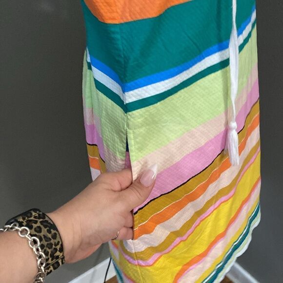 Tracy Reese x Anthropologie Coastal Shift Dress Striped Rainbow - Picture 9 of 13